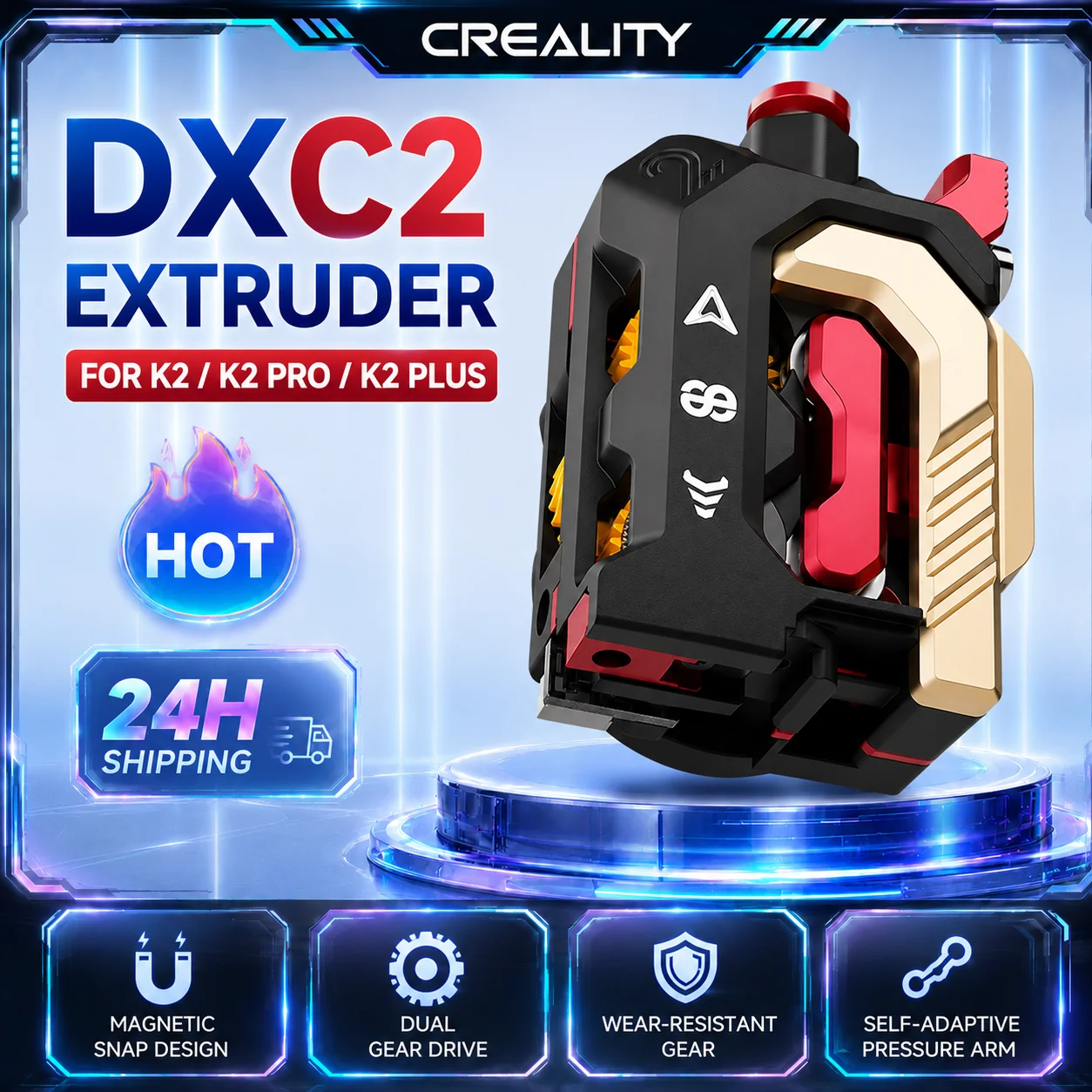 Upgraded Extruder Creality Devil Design DXC2 Extruder High-Precision Magnetic Quick-Release for K2 K2PRO K2PLUS
Upgraded Extruder Creality Devil Design DXC2 Extruder High-Precision Magnetic Quick-Release for K2 K2PRO K2PLUS