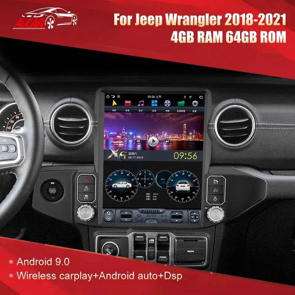 AuCAR For Jeep Wrangler 2018-2021 Android 9 Tesla Car Radio 13.6" Multimedia Player GPS Navigation Auto Stereo Head Unit Carplay
AuCAR For Jeep Wrangler 2018-2021 Android 9 Tesla Car Radio 13.6" Multimedia Player GPS Navigation Auto Stereo Head Unit Carplay