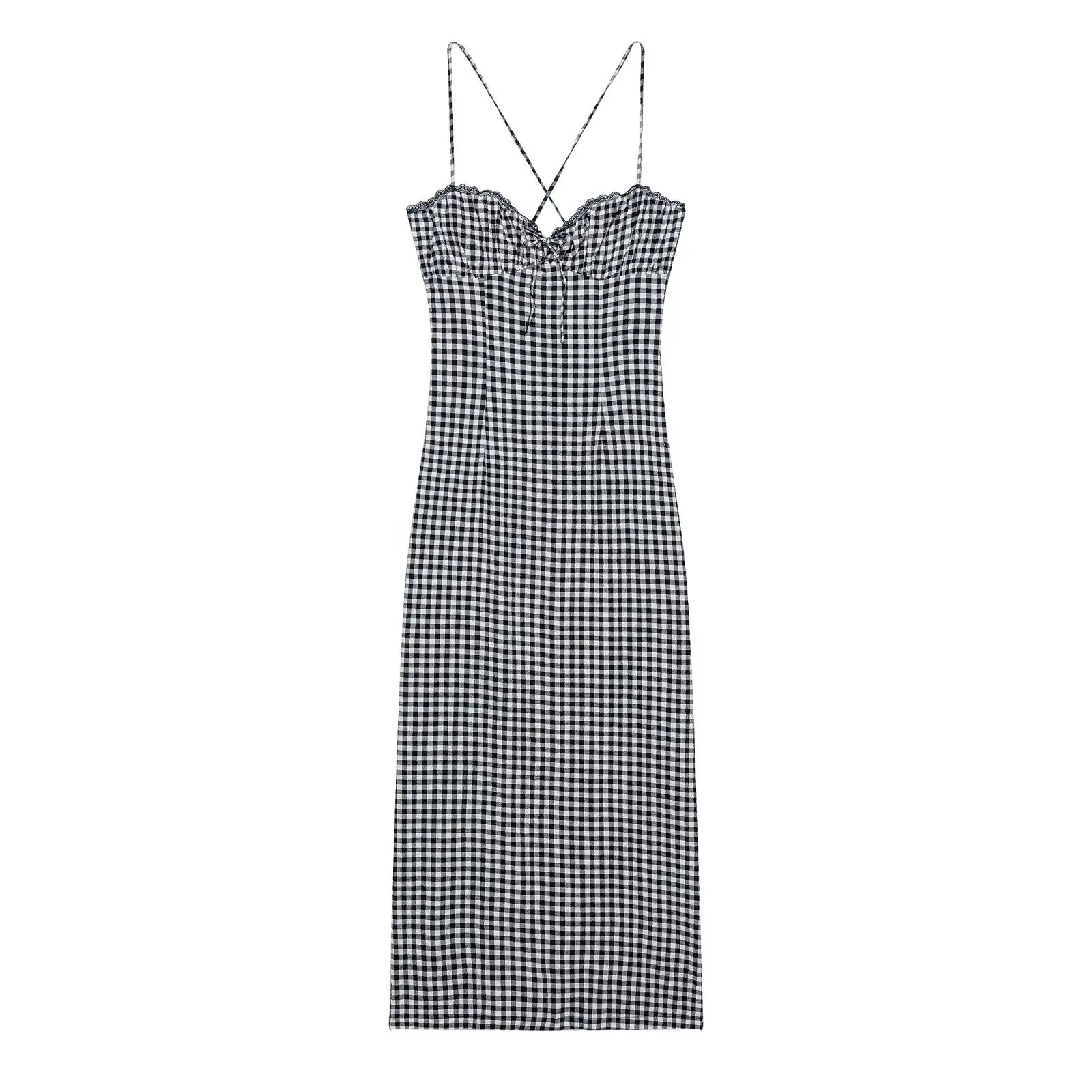 Women Gingham Midi Dress Lace Trim Corset Slip Dresses Elegant Cross Back Plaid Bodycon Vestidos French Vintage Summer Outfits
Women Gingham Midi Dress Lace Trim Corset Slip Dresses Elegant Cross Back Plaid Bodycon Vestidos French Vintage Summer Outfits