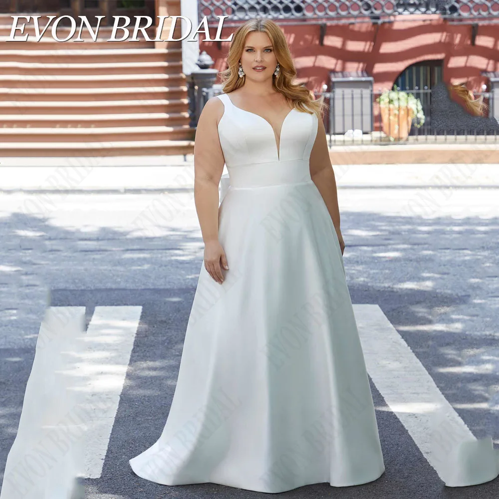 EVON BRIDAL Classic Wedding Gowns Plus Size Satin A-Line V-Neck With Bow Sleeveless Vestidos Novias Boda Bride Gowns Custom Made
EVON BRIDAL Classic Wedding Gowns Plus Size Satin A-Line V-Neck With Bow Sleeveless Vestidos Novias Boda Bride Gowns Custom Made