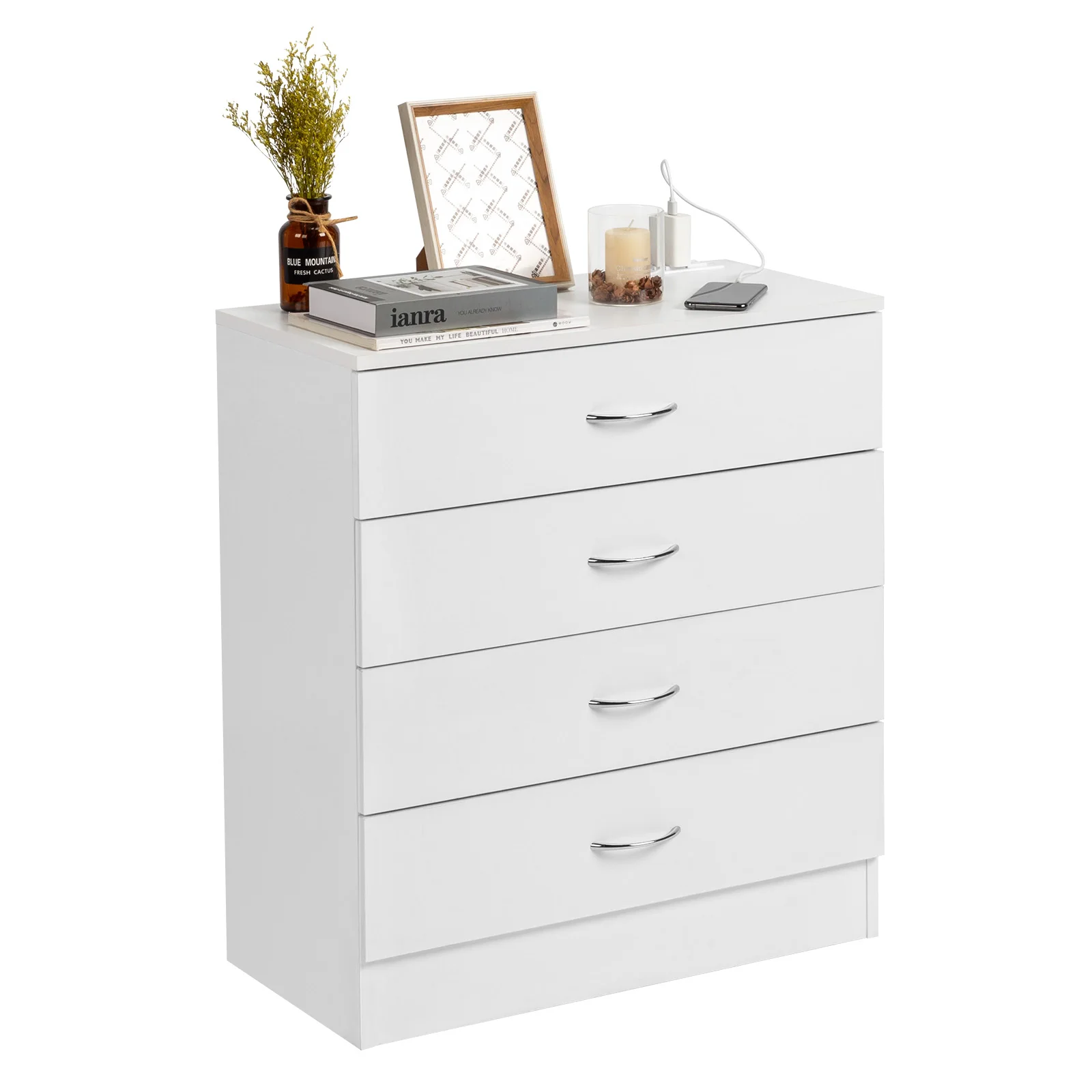 PB Wood Simple 4-Drawer Nightstand Dresser with USB Ports & Outlet, White
PB Wood Simple 4-Drawer Nightstand Dresser with USB Ports & Outlet, White