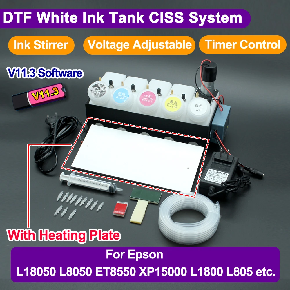 L18050 L8050 DTF CISS Ink System With Heating Plate For Epson ET8550 XP15000 L1800 L805 System ink Heater With V11.3 Software
L18050 L8050 DTF CISS Ink System With Heating Plate For Epson ET8550 XP15000 L1800 L805 System ink Heater With V11.3 Software