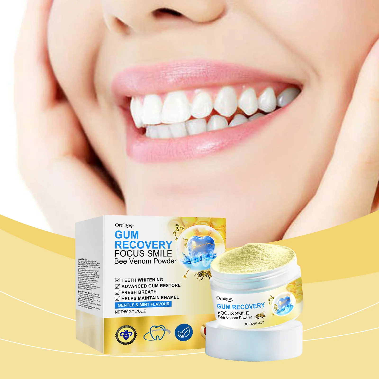 Oralhoe 50 г порошок для отбеливания зубов удаление пятен чистка полости рта свежее дыхание осветление зубов гигиена полости рта удаление желтых зубов порошок
Oralhoe 50 г порошок для отбеливания зубов удаление пятен чистка полости рта свежее дыхание осветление зубов гигиена полости рта удаление желтых зубов порошок