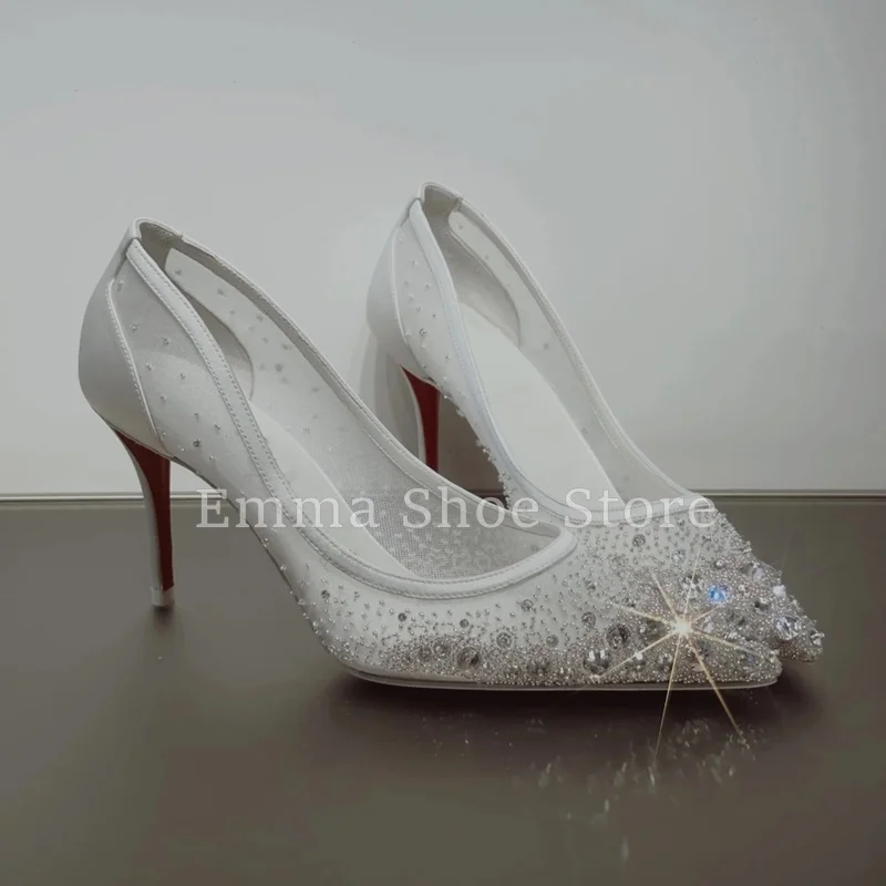 Luxury White Crystal Stiletto Heel Pumps Lace Diamond Design Pointed Toe Women's Wedding Shoes Elegant Banquet Dress Shoes
Luxury White Crystal Stiletto Heel Pumps Lace Diamond Design Pointed Toe Women's Wedding Shoes Elegant Banquet Dress Shoes