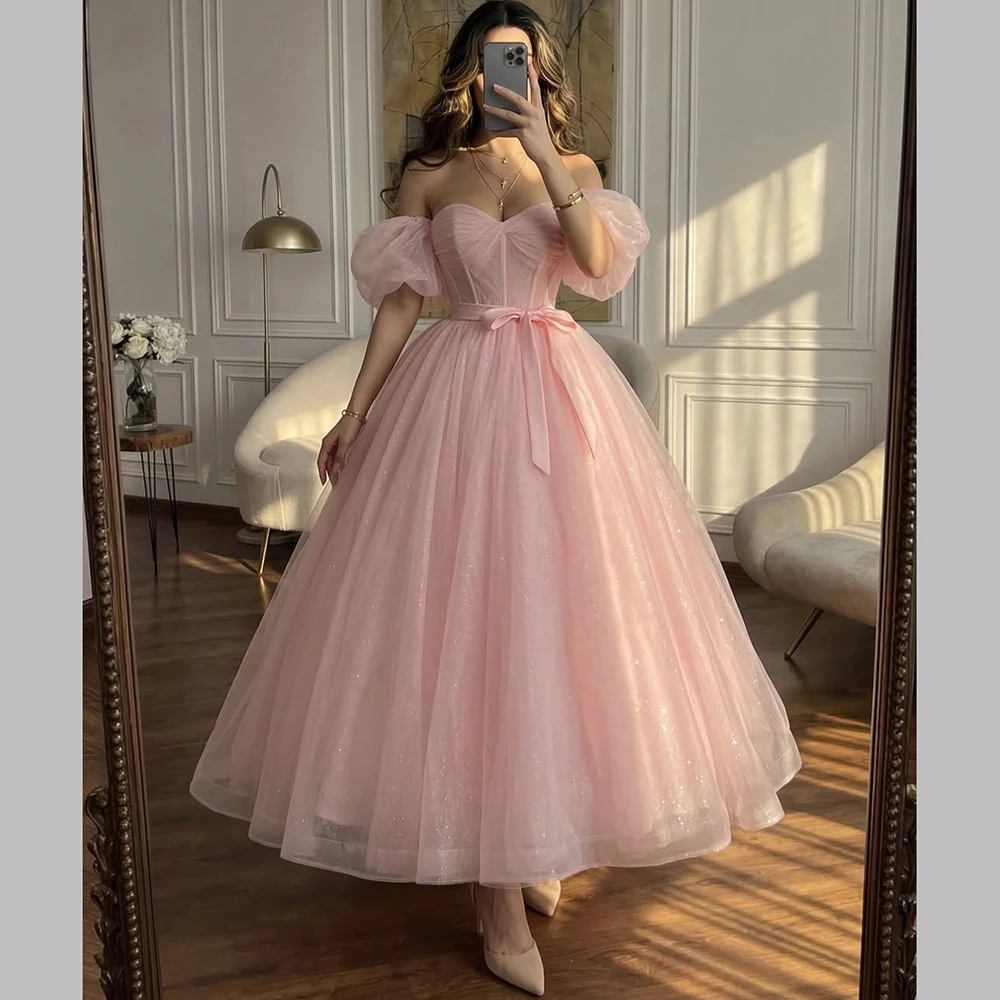 Galarity Customized Pink Puffy Sleeve Prom Dress Glitter Tulle Ball Gown Sweetheart Neck Evening Dress Princess Party Gown 2026
Galarity Customized Pink Puffy Sleeve Prom Dress Glitter Tulle Ball Gown Sweetheart Neck Evening Dress Princess Party Gown 2026
