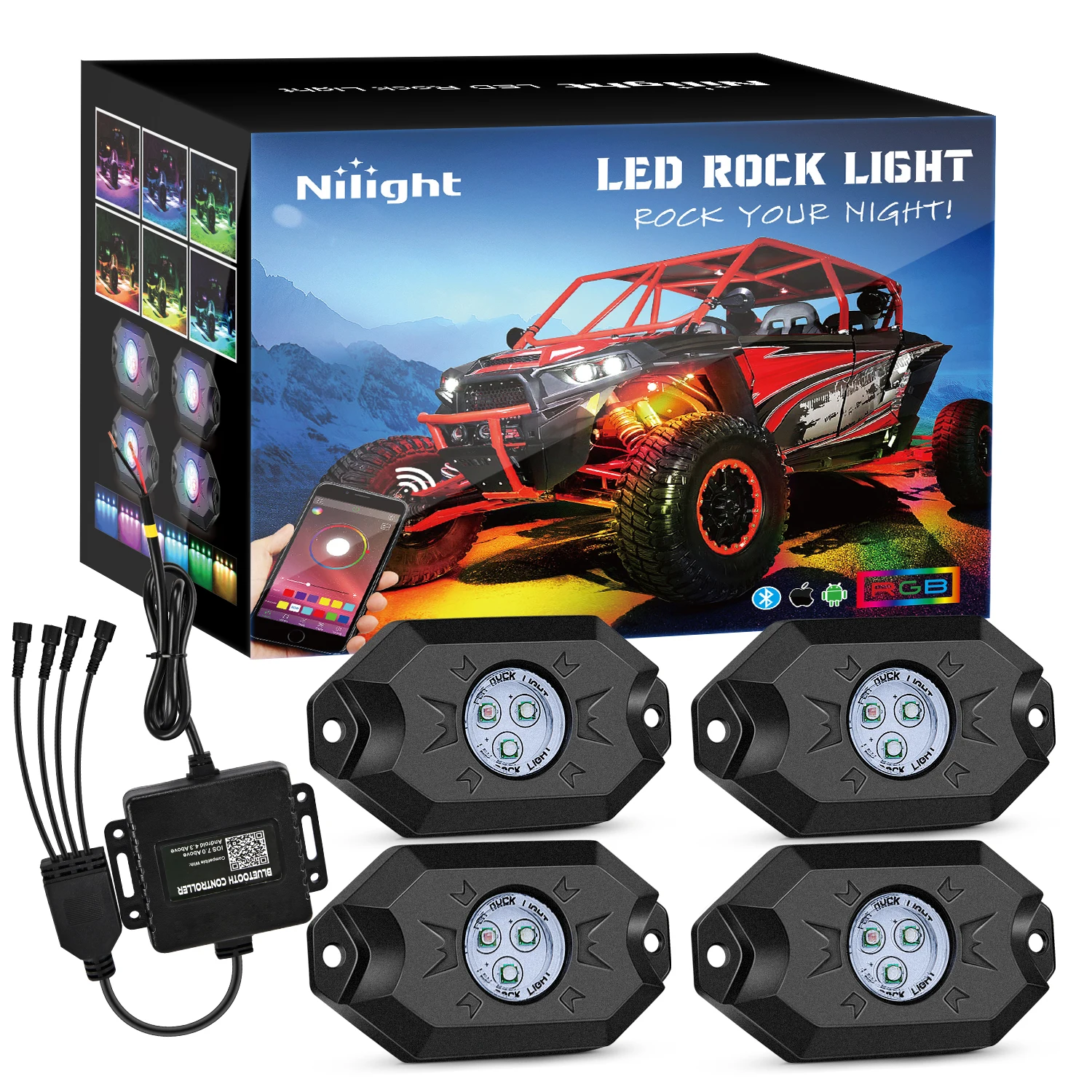 Underglow Multicolor Neon Light Pod RGB LED Rock Light APP Control Music Neon Car Underglow Chassis Light for Truck ATV UTV SUV
Underglow Multicolor Neon Light Pod RGB LED Rock Light APP Control Music Neon Car Underglow Chassis Light for Truck ATV UTV SUV