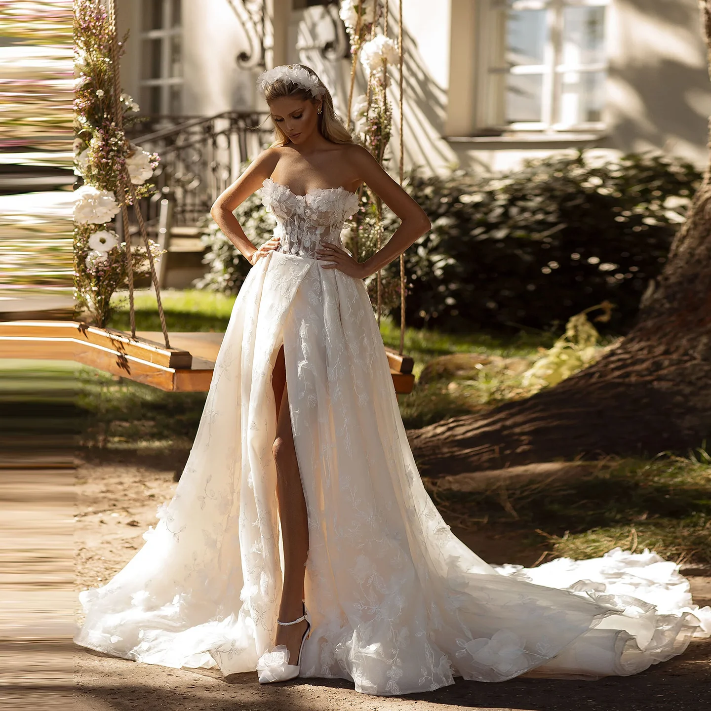 Sharon Said High Quality Sweetheart Off White Tulle Wedding Dress 2025 Modern Side Slit Princess Bridal Gowns SW493 Customized 
Sharon Said High Quality Sweetheart Off White Tulle Wedding Dress 2025 Modern Side Slit Princess Bridal Gowns SW493 Customized