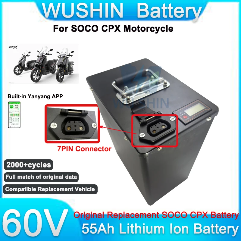 60V 55Ah CPX Original Replacement Battery Pack for Motorcycle Lithium Battery with BMS Plug-and-Play High Capacity 55Ah
60V 55Ah CPX Original Replacement Battery Pack for Motorcycle Lithium Battery with BMS Plug-and-Play High Capacity 55Ah