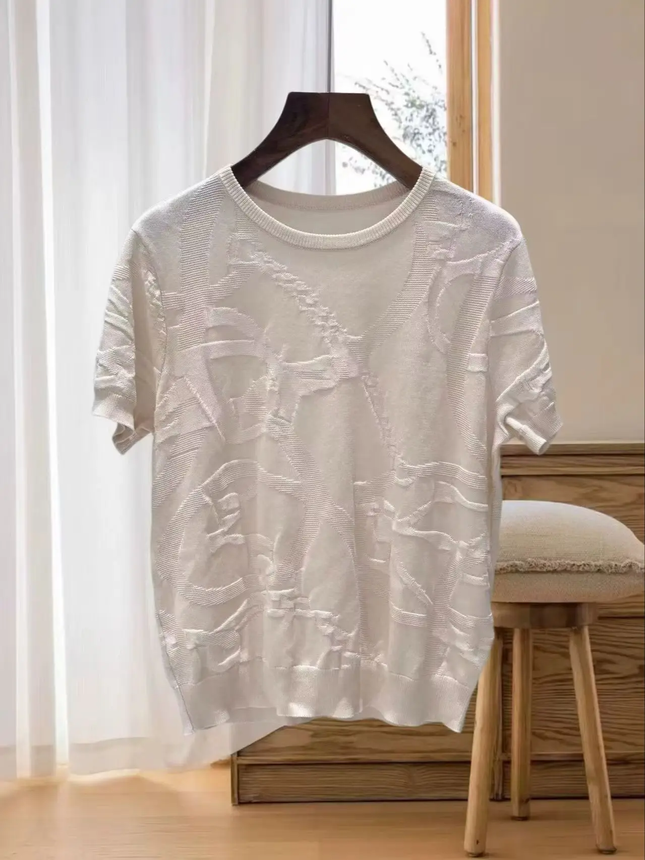 Spring summer round neck short sleeve knitwear blouse
Spring summer round neck short sleeve knitwear blouse