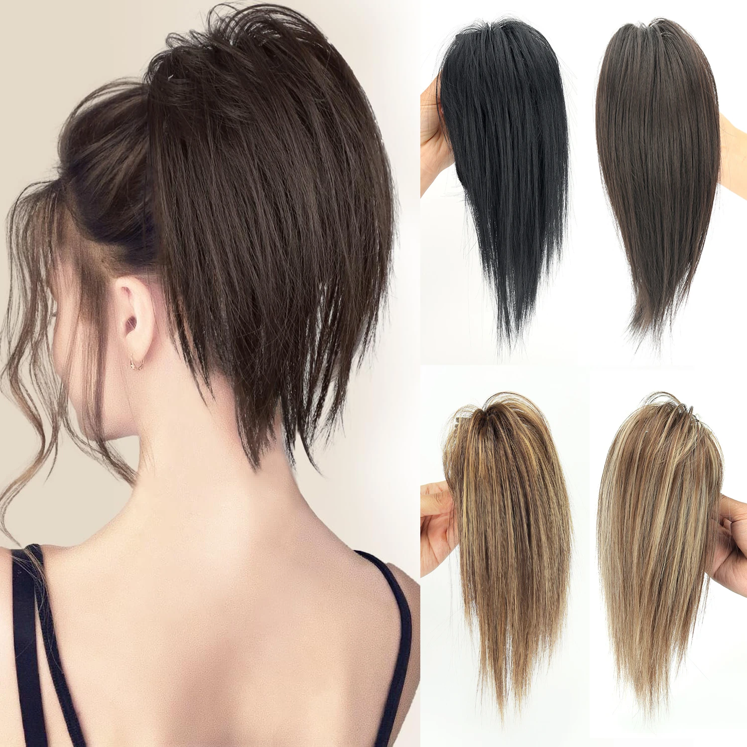 Synthetic Straight Claw Clip Short Ponytail 12Inch Fluffy Messy Hair Bun Black Brown Ponytail Hair Extensions For Women
Synthetic Straight Claw Clip Short Ponytail 12Inch Fluffy Messy Hair Bun Black Brown Ponytail Hair Extensions For Women