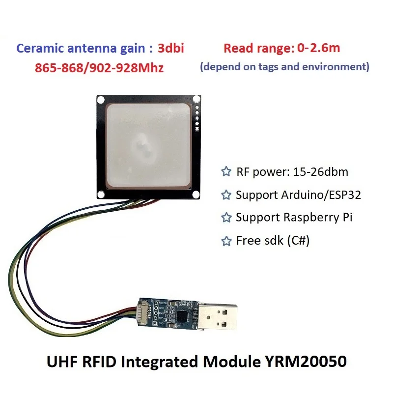 UHF RFID Reader Module YRM200 | 3–5.5dBi Antenna | Embedded for Raspberry Pi Access Control
UHF RFID Reader Module YRM200 | 3–5.5dBi Antenna | Embedded for Raspberry Pi Access Control
