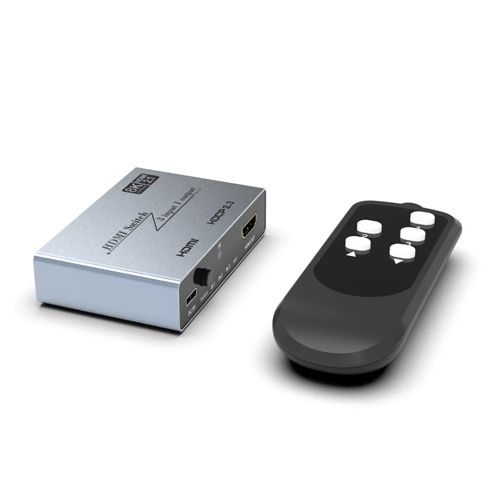3x1 HDMI 2.1 Switch 8K@60Hz 4K@120Hz IR Remote Control Auto-Switching for TV PS5 Xbox PC Laptop
3x1 HDMI 2.1 Switch 8K@60Hz 4K@120Hz IR Remote Control Auto-Switching for TV PS5 Xbox PC Laptop