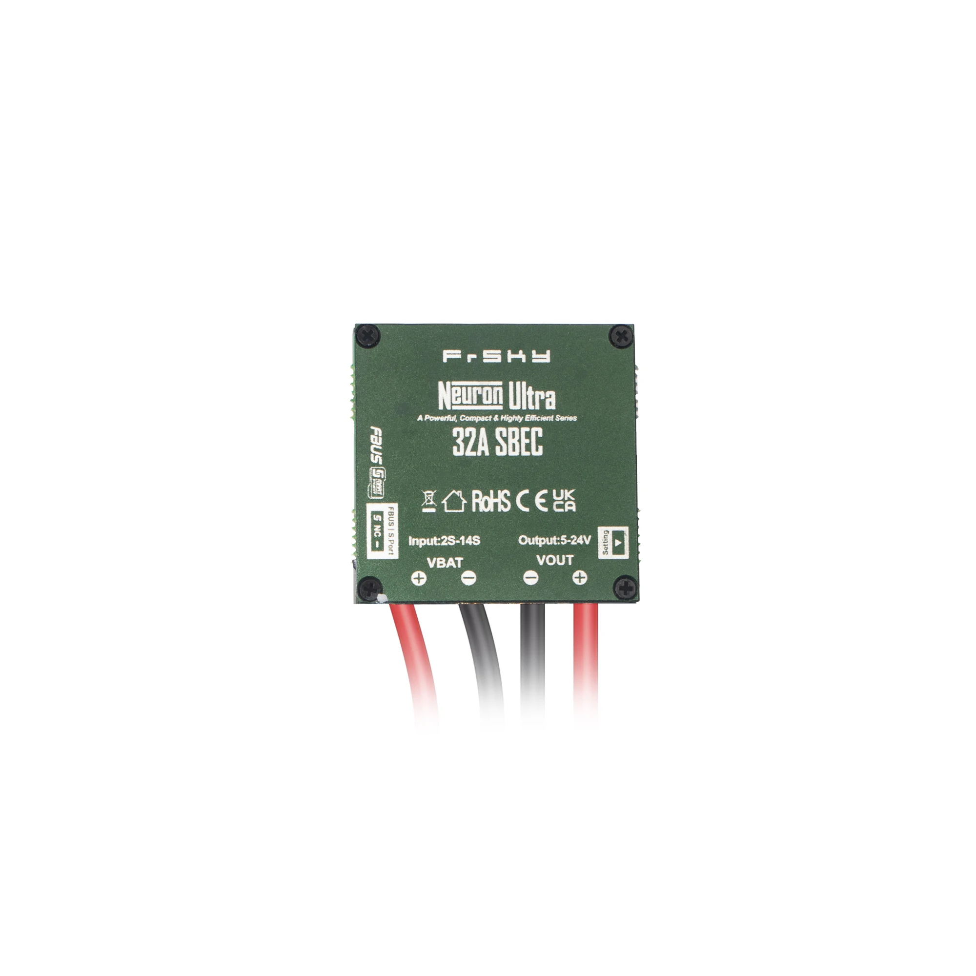 FrSky Neuron Ultra 32A SBEC Compact GaN Power Converter with Adjustable 5V–24V Output 5 Preset Voltage Modes FBUS
FrSky Neuron Ultra 32A SBEC Compact GaN Power Converter with Adjustable 5V–24V Output 5 Preset Voltage Modes FBUS