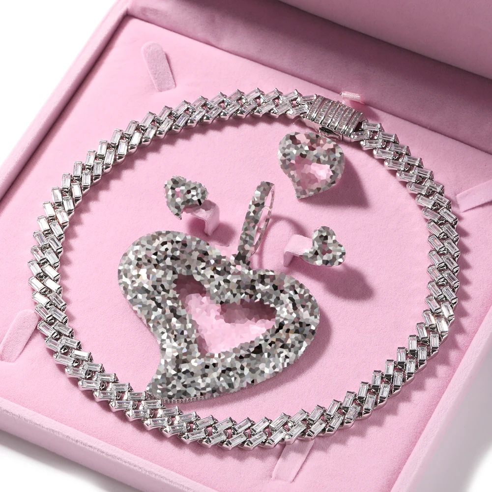 Big Hollow Heart Jewelry Set BaguetteCZ Chain Necklace/Earring/Ring/Pendant
Big Hollow Heart Jewelry Set BaguetteCZ Chain Necklace/Earring/Ring/Pendant