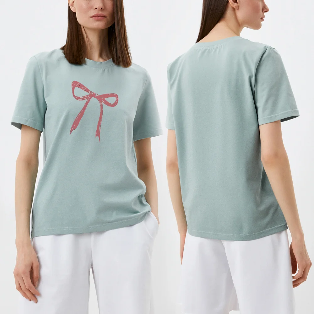 100% Cotton T Shirt Ladies Sweet bow Pattern Casual Tee Breathable Summer Loungewear Short Sleeve Round Neck Soft Fabric
100% Cotton T Shirt Ladies Sweet bow Pattern Casual Tee Breathable Summer Loungewear Short Sleeve Round Neck Soft Fabric