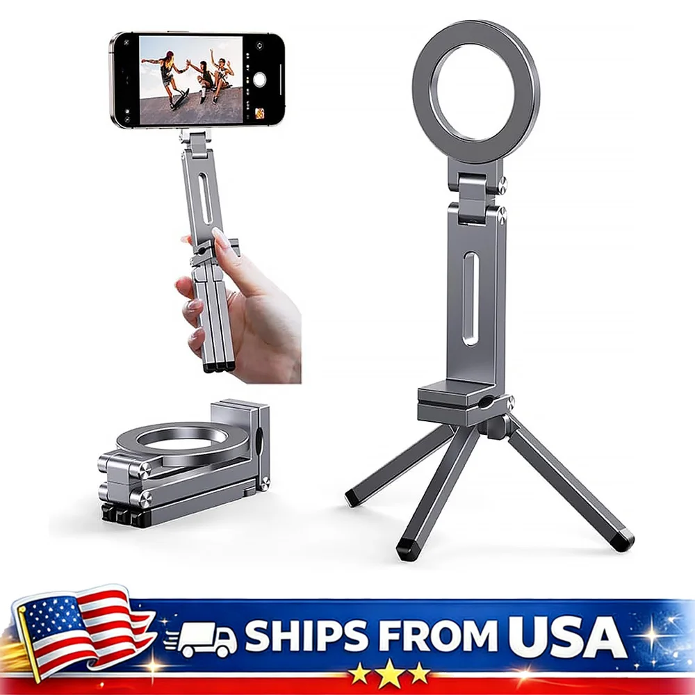 Magnetic Pocket Tripod for iPhone and MagSafe Foldable Mini Phone Stand Adjustable 360° Rotation Aluminium Travel Vlog Holder
Magnetic Pocket Tripod for iPhone and MagSafe Foldable Mini Phone Stand Adjustable 360° Rotation Aluminium Travel Vlog Holder
