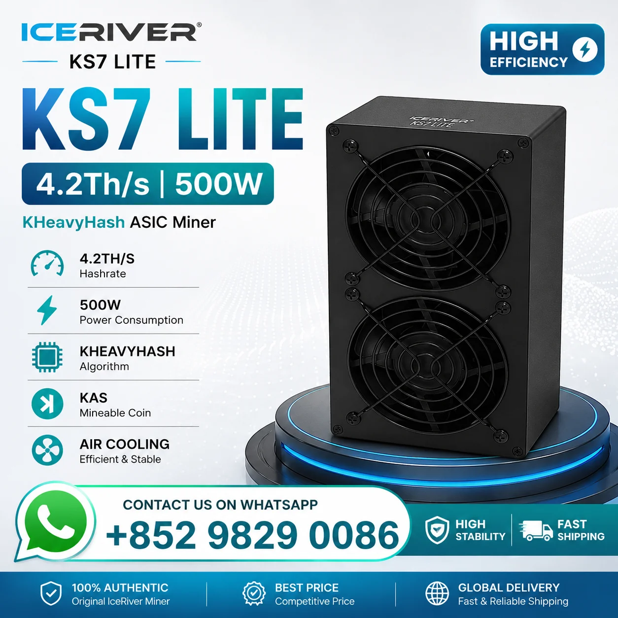 YUAN LONG OFFER _ BUY 4 GET 2 FREE _ Iceriver Kas Ks7 Lite Miner 4.2th Kheavyhash Algorithm 500W Miner Crypto Kaspa
YUAN LONG OFFER _ BUY 4 GET 2 FREE _ Iceriver Kas Ks7 Lite Miner 4.2th Kheavyhash Algorithm 500W Miner Crypto Kaspa