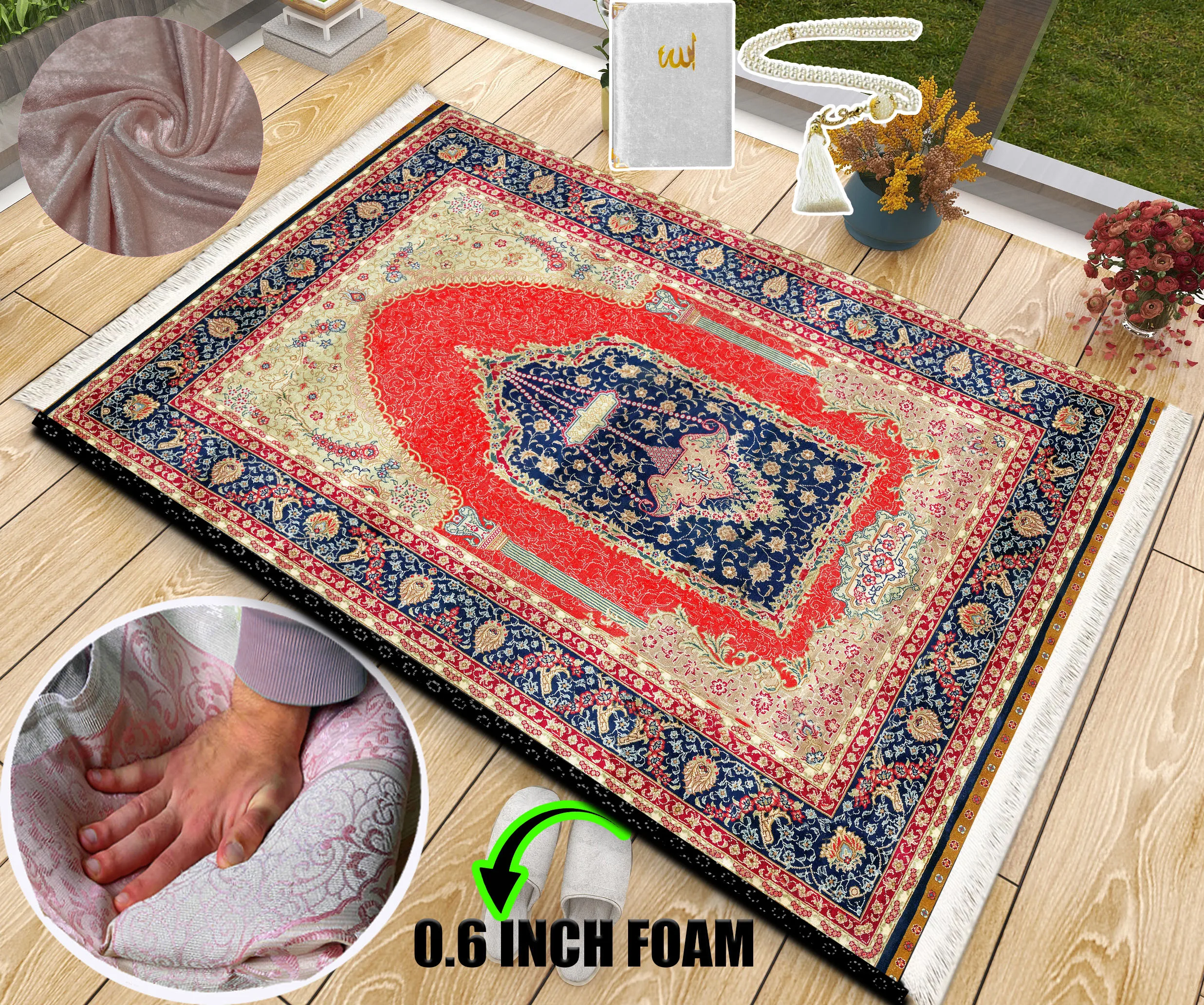 Extra Thick Foam Padded Turkish Red Vintage Prayer Rug, Luxury Yaseen, Soft Praying Mat Carpet & Pearl Tasbeeh, İslamic Gift Set
Extra Thick Foam Padded Turkish Red Vintage Prayer Rug, Luxury Yaseen, Soft Praying Mat Carpet & Pearl Tasbeeh, İslamic Gift Set