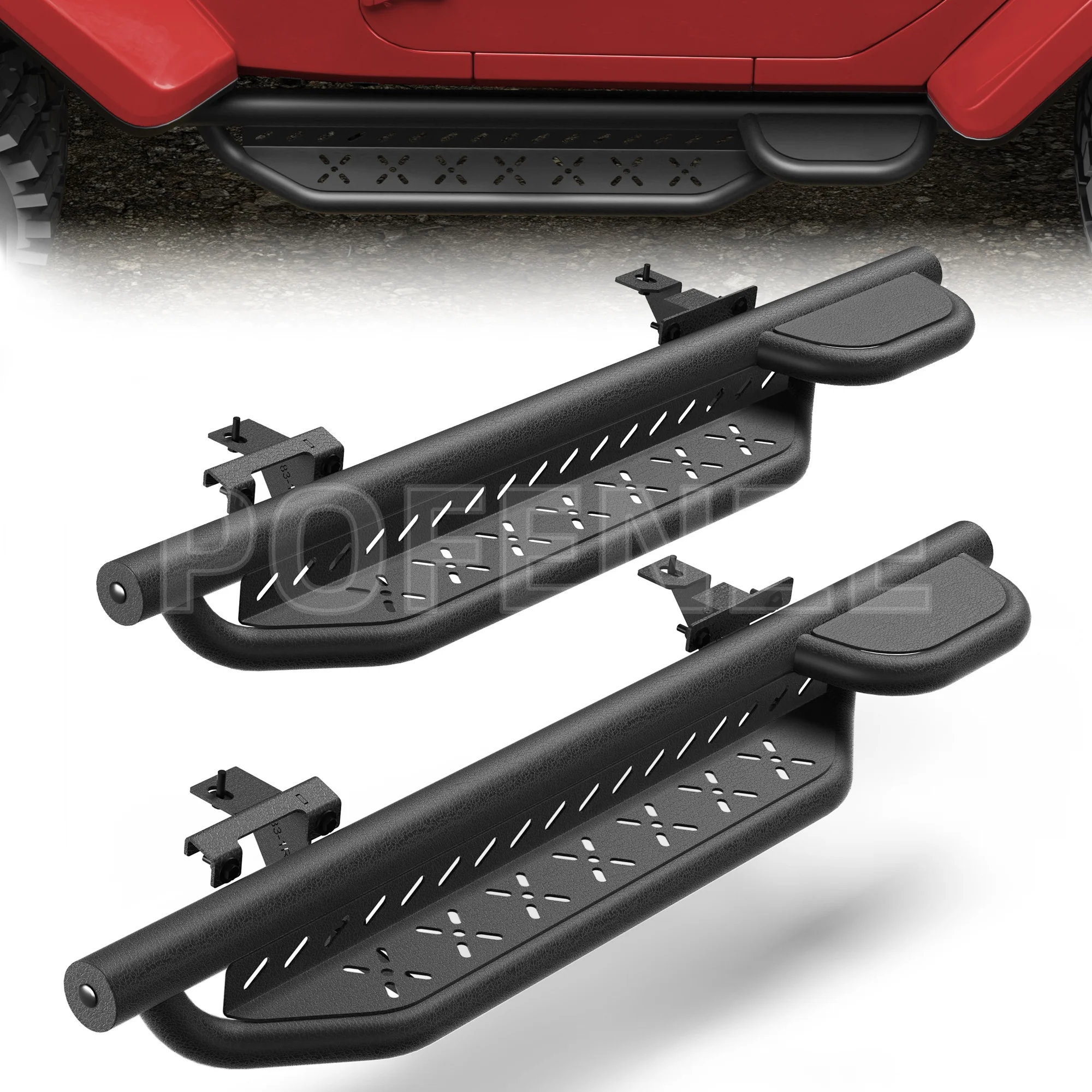 Running Boards Side Steps Two Raised Step Compatible with 2019-2025 Jeep Wrangler JL (2 Doors Only) Powder Coated Black Nerf Bar
Running Boards Side Steps Two Raised Step Compatible with 2019-2025 Jeep Wrangler JL (2 Doors Only) Powder Coated Black Nerf Bar