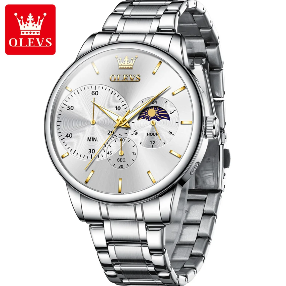 OLEVS 2936 Men's Luxury Watch Auto Date Chronograph Moon Phase Waterproof Stainless Steel Strap Christmas Gift
OLEVS 2936 Men's Luxury Watch Auto Date Chronograph Moon Phase Waterproof Stainless Steel Strap Christmas Gift