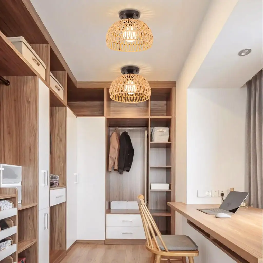 Industrial Hand Woven Hemp Rope Ceiling Lamp Shade Rattan Chandelier Ceiling Light Fixtures for Bedroom Living Room Kitchen E27
Industrial Hand Woven Hemp Rope Ceiling Lamp Shade Rattan Chandelier Ceiling Light Fixtures for Bedroom Living Room Kitchen E27