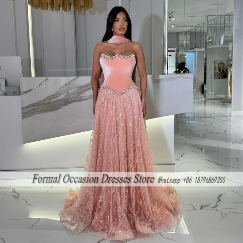 Elegant Pink Evning Dresses Luxury Beading Sequin Wedding Party Gowns Arabic Dubai Brides Second Dress Customizde
Elegant Pink Evning Dresses Luxury Beading Sequin Wedding Party Gowns Arabic Dubai Brides Second Dress Customizde
