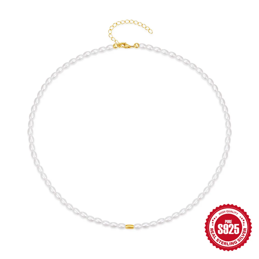 Aide 925 Sterling Silver 40+5cm Pearl Necklace For Women Luxury High Quality Gold Chain Collar Fine Jewelry Wedding Party Gift
Aide 925 Sterling Silver 40+5cm Pearl Necklace For Women Luxury High Quality Gold Chain Collar Fine Jewelry Wedding Party Gift