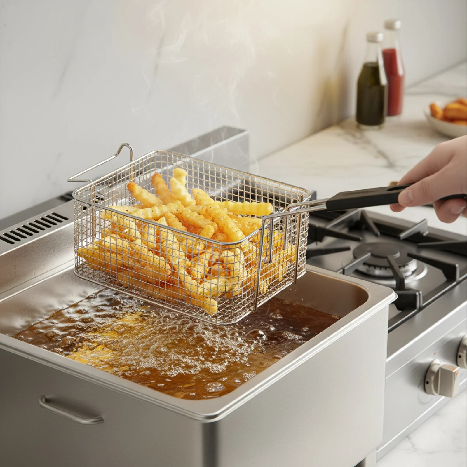 Handheld Frying Basket Square Mesh Food Filter Basket Multifunctional Cooking Tool for Chips Snacks Kitchen Deep Frying
Handheld Frying Basket Square Mesh Food Filter Basket Multifunctional Cooking Tool for Chips Snacks Kitchen Deep Frying