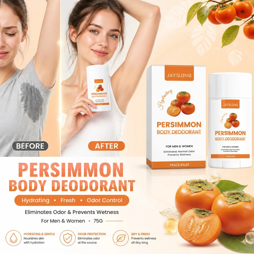 JAYSUING Persimmon Scented Moisturizing Deodorant Stick Long Lasting Odor Control Fresh Skin Removes Body Odor Reduces Sweating
JAYSUING Persimmon Scented Moisturizing Deodorant Stick Long Lasting Odor Control Fresh Skin Removes Body Odor Reduces Sweating