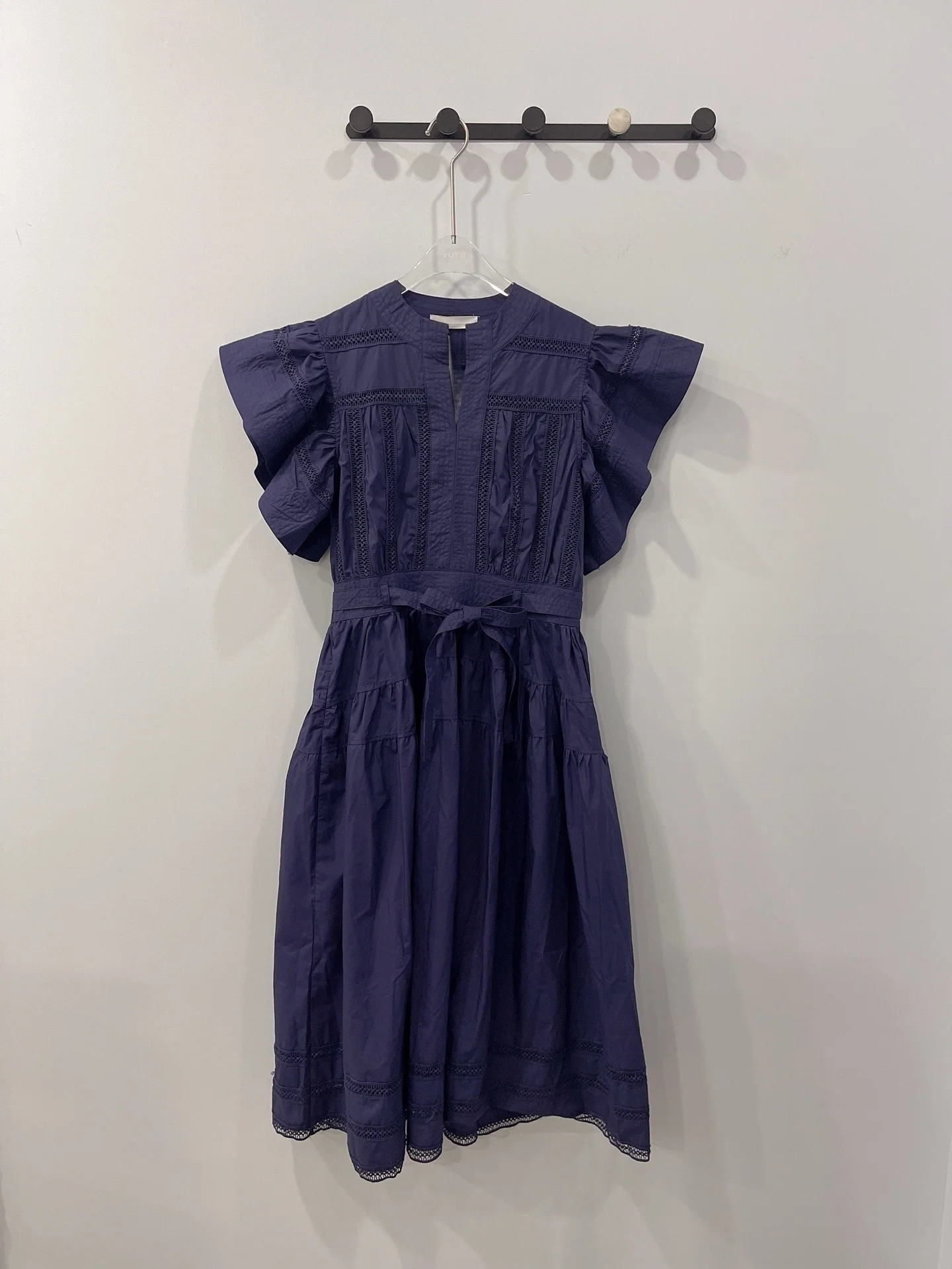 Women's Ruffle Sleeve Midi Dress, Lace Insert Tiered Waist Tie Casual Dress
Women's Ruffle Sleeve Midi Dress, Lace Insert Tiered Waist Tie Casual Dress