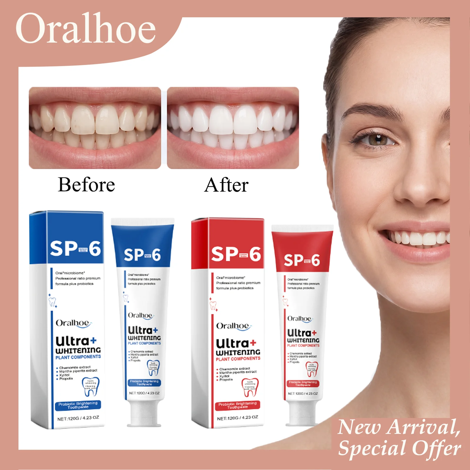 Зубная паста ORALHOE 120G с пробиотиками для отбеливания, уменьшает неприятный запах, сохраняет свежесть дыхания, удаляет поверхностные пигменты, мятная отбеливающая зубная паста
Зубная паста ORALHOE 120G с пробиотиками для отбеливания, уменьшает неприятный запах, сохраняет свежесть дыхания, удаляет поверхностные пигменты, мятная отбеливающая зубная паста