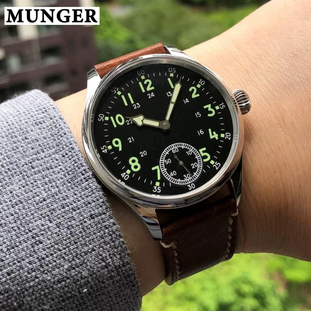 MUNGER Men's 40mm Manual-Wind Pilot's Watch with Luminous Dial (ST3621 Movement)
MUNGER Men's 40mm Manual-Wind Pilot's Watch with Luminous Dial (ST3621 Movement)