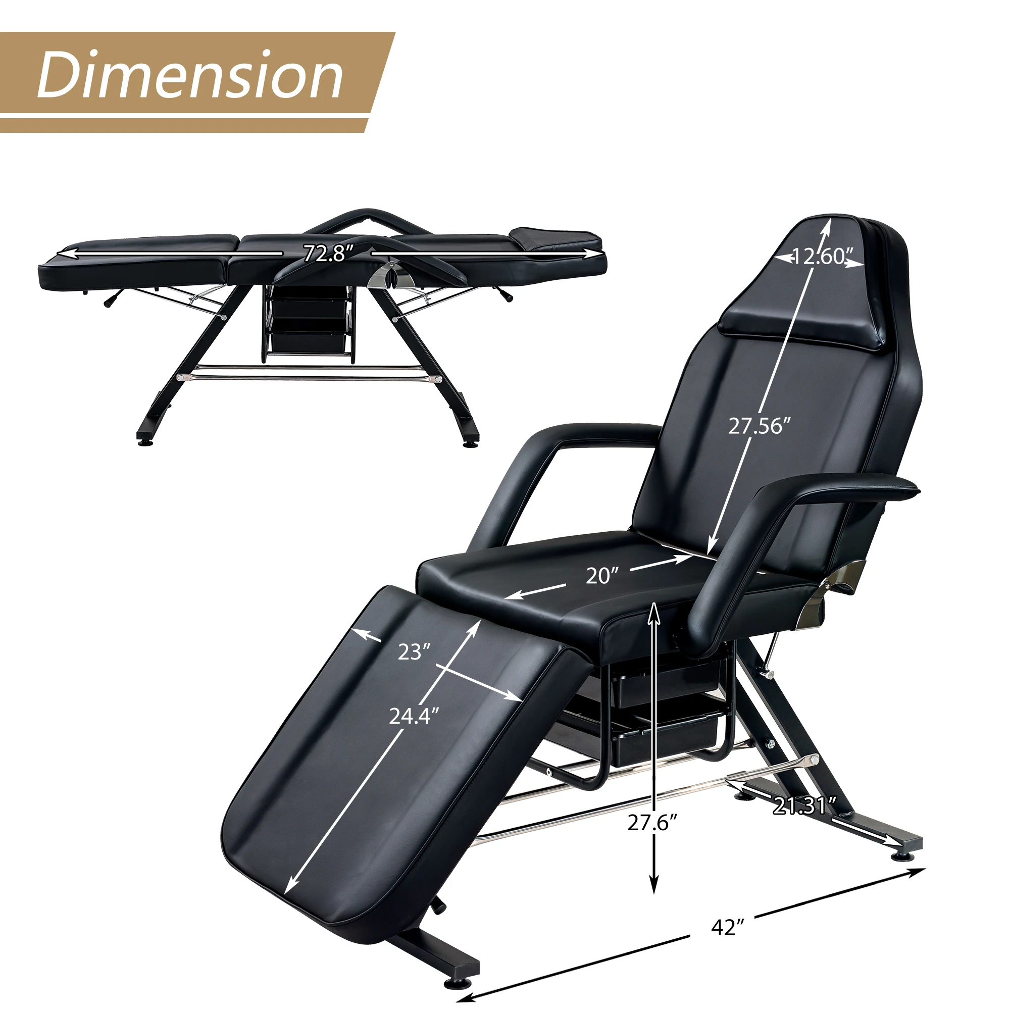 Multi-Purpose Tattoo & Massage Chair, 3-Section Adjustable Facial Bed with Trays, Black Metal
Multi-Purpose Tattoo & Massage Chair, 3-Section Adjustable Facial Bed with Trays, Black Metal