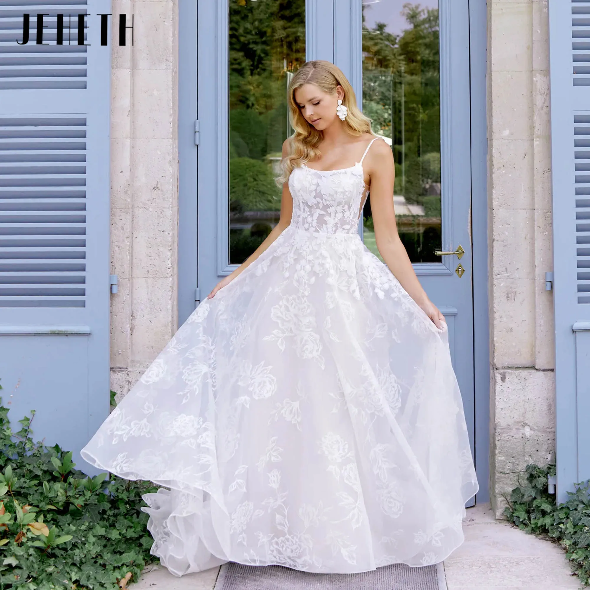JEHETH Spaghetti Straps Wedding Dresses Luxury 2025 A-line Sleeveless Bridal Gowns Tulle Appliques vestidos de novia Customized
JEHETH Spaghetti Straps Wedding Dresses Luxury 2025 A-line Sleeveless Bridal Gowns Tulle Appliques vestidos de novia Customized