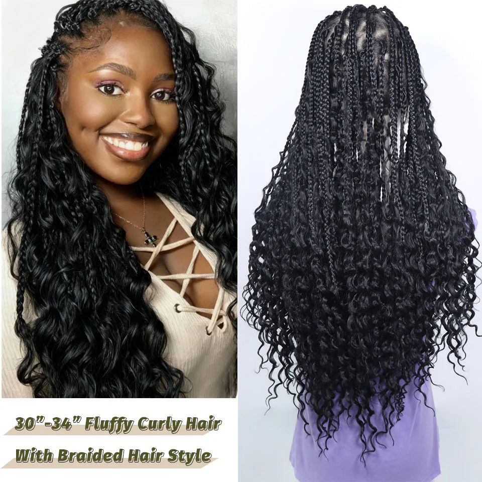 30-32inch Long Knotless Box Braids Wig With Bouncy Curly Ends For Black Women Synthetic Lace Front Wig Voluminous Coily Texture
30-32inch Long Knotless Box Braids Wig With Bouncy Curly Ends For Black Women Synthetic Lace Front Wig Voluminous Coily Texture