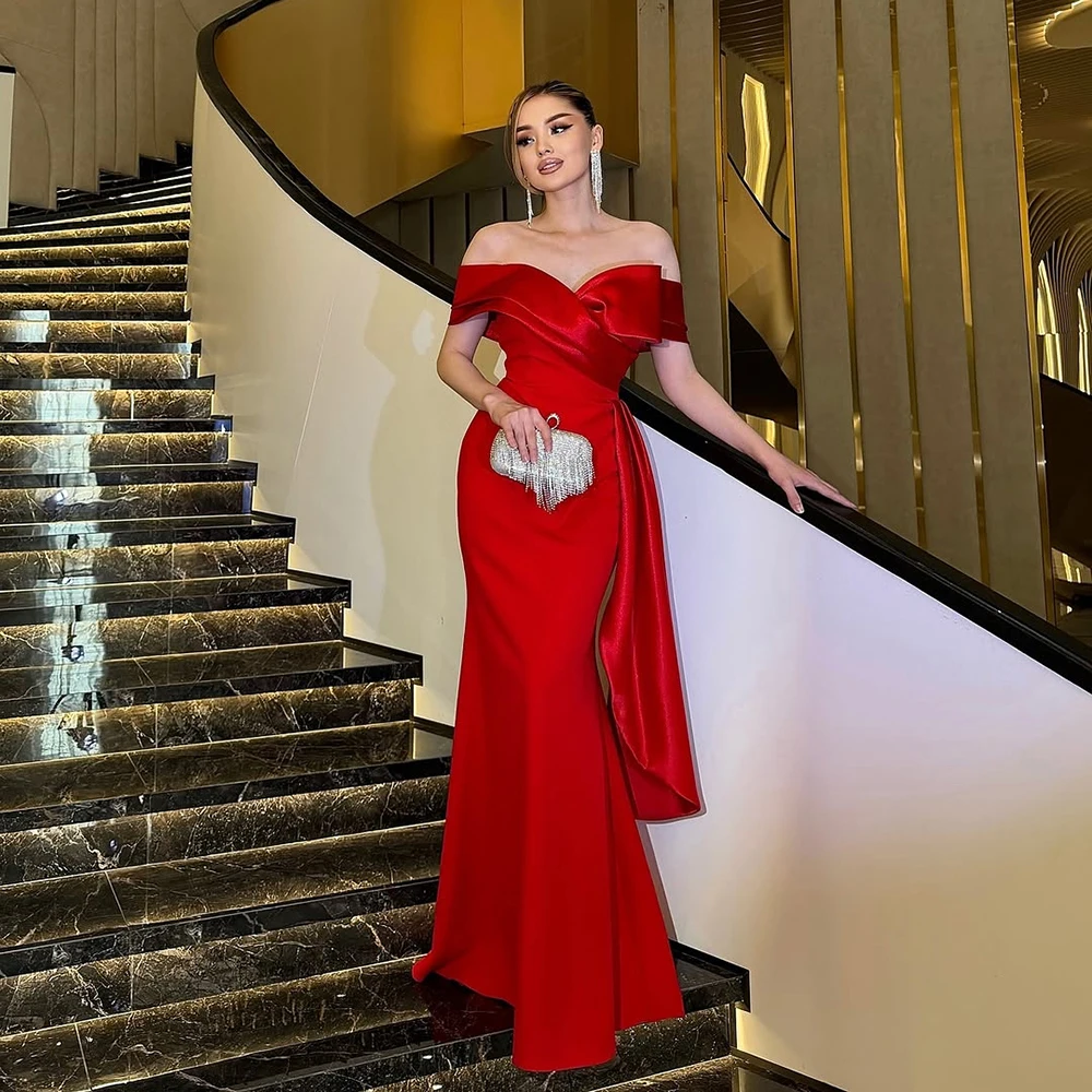 Msikoods Customized Red Satin Mermaid Evening Dress Off Shoulder Formal Gown Luxury Prom Dress Floor Length Wedding Guest Dres
Msikoods Customized Red Satin Mermaid Evening Dress Off Shoulder Formal Gown Luxury Prom Dress Floor Length Wedding Guest Dres