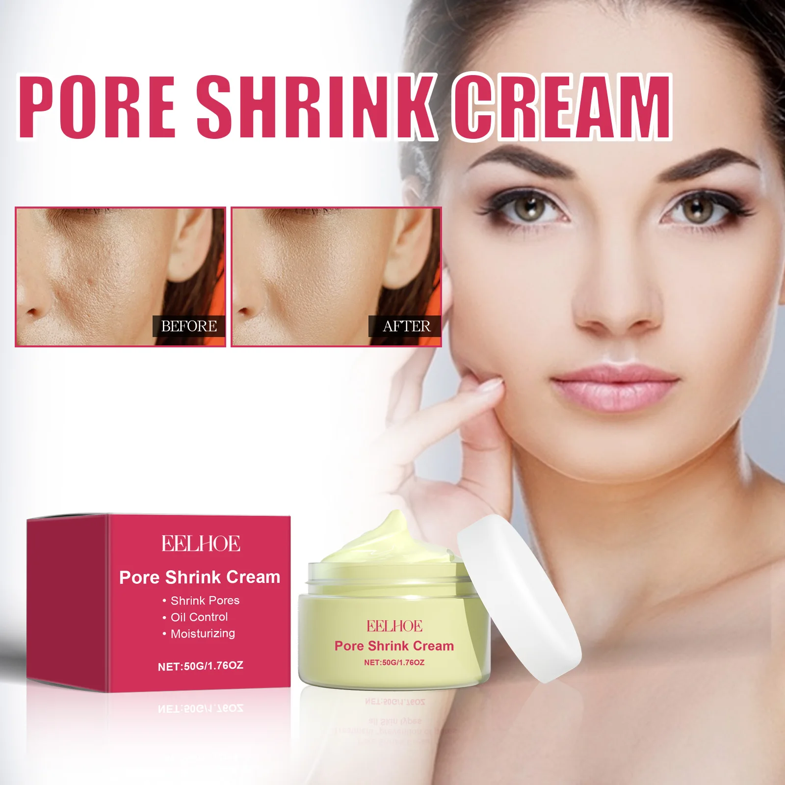 Eelhoe 50g Shrink Pores Cream Brighten Skin Tone Oil Control Remove Dirt Acne Anti Aging Skin Moisturizing Whitening Face Cream
Eelhoe 50g Shrink Pores Cream Brighten Skin Tone Oil Control Remove Dirt Acne Anti Aging Skin Moisturizing Whitening Face Cream