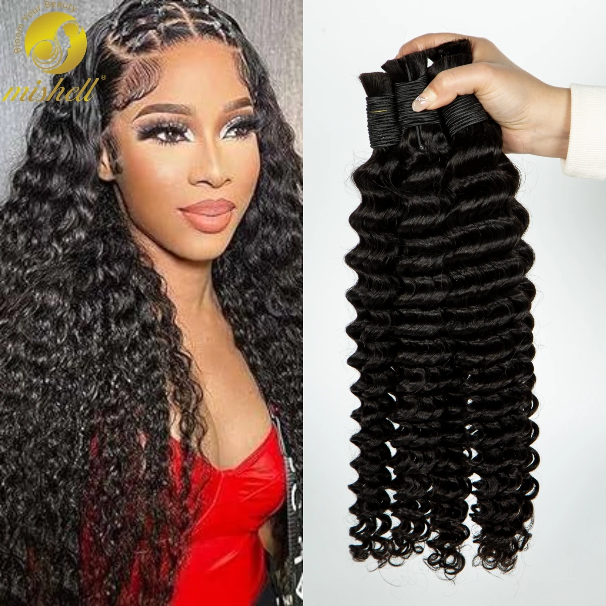 26 28Inches Deep Wave Bulk Natural Color Human Hair For Braiding No Weft 100% Virgin Hair Curly Extensions For Women Boho Braids
26 28Inches Deep Wave Bulk Natural Color Human Hair For Braiding No Weft 100% Virgin Hair Curly Extensions For Women Boho Braids