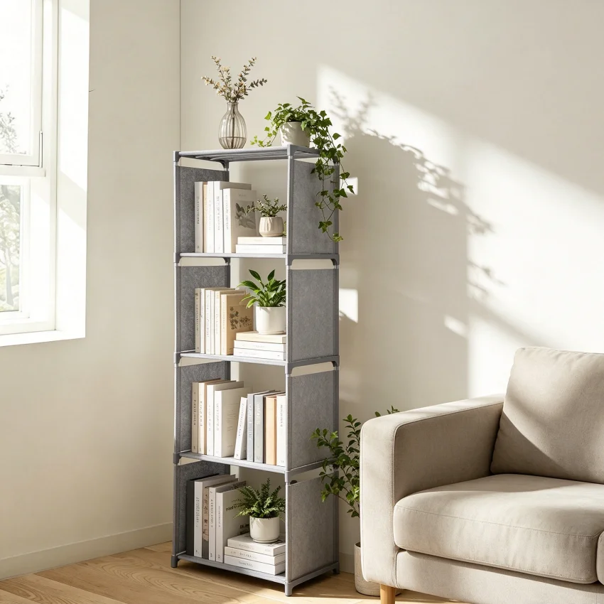 Bymaocar 4 Tier Bookshelf Storage Shelf for Books Magazines Photos Albums Decor 17.64 lbs Per Layer Waterproof Breathable Wrinkle Resistant Nonwoven Fabric PP Board Galvanized Tube Rectangular Structure for Living Room Bedroom Office Dorm
Bymaocar 4 Tier Bookshelf Storage Shelf for Books Magazines Photos Albums Decor 17.64 lbs Per Layer Waterproof Breathable Wrinkle Resistant Nonwoven Fabric PP Board Galvanized Tube Rectangular Structure for Living Room Bedroom Office Dorm
