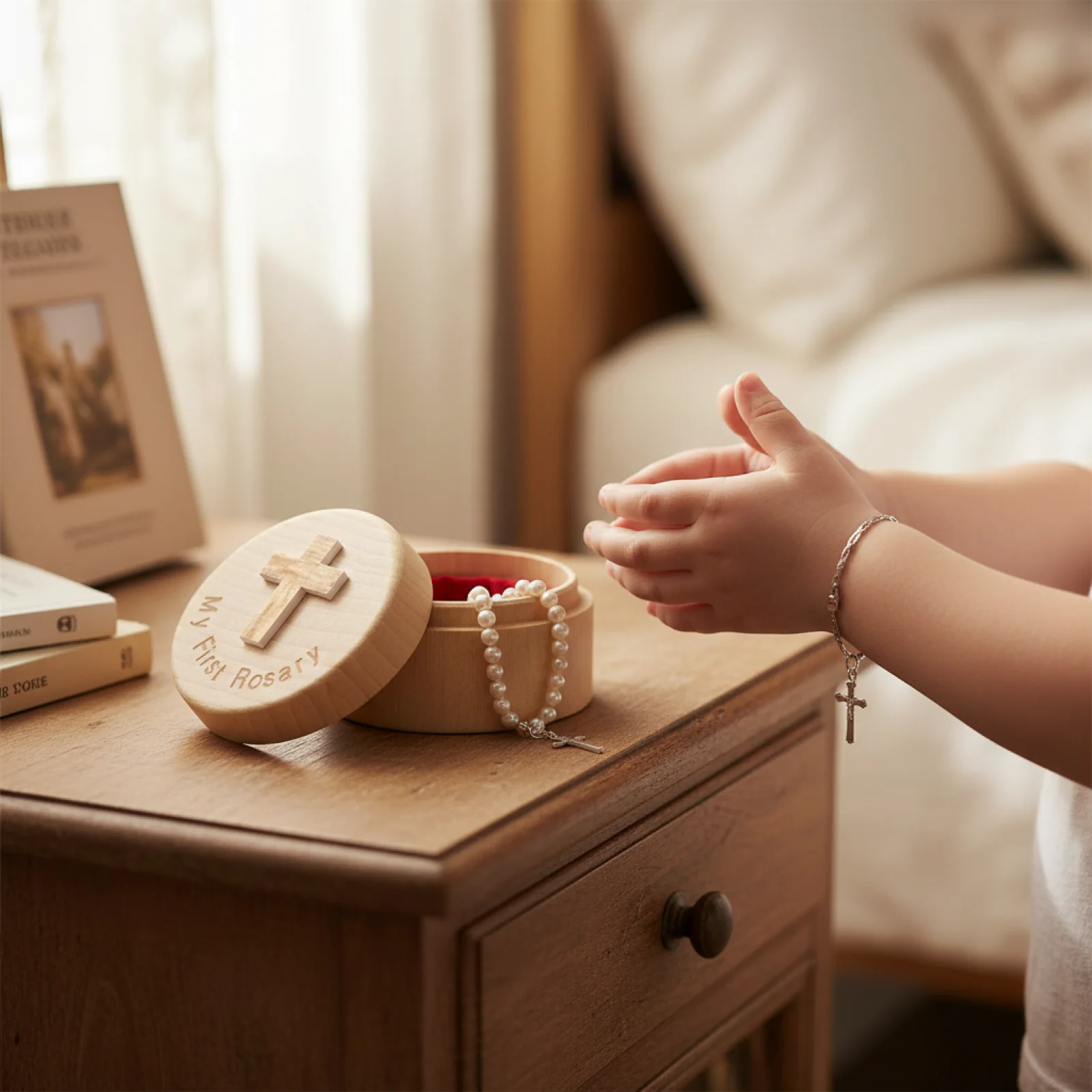 Wooden Jewelry Box Display Holder Decorative Trinket Ring Container, My First Rosary Case 5cm for Brooch Party Rings Desktop
Wooden Jewelry Box Display Holder Decorative Trinket Ring Container, My First Rosary Case 5cm for Brooch Party Rings Desktop