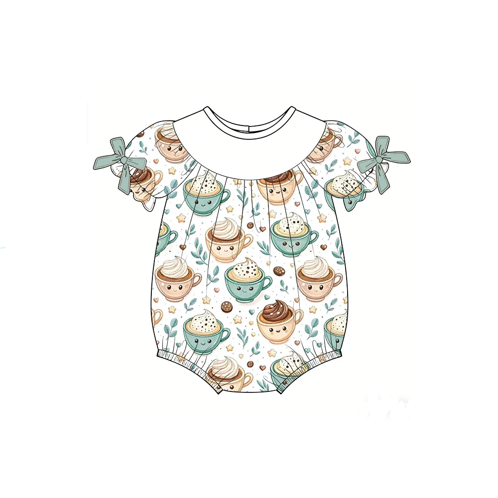 Boutique kid's rompers Customizable baby name romper puff sleeves bow decoration cute drink coffee print suitable kids wholesale
Boutique kid's rompers Customizable baby name romper puff sleeves bow decoration cute drink coffee print suitable kids wholesale