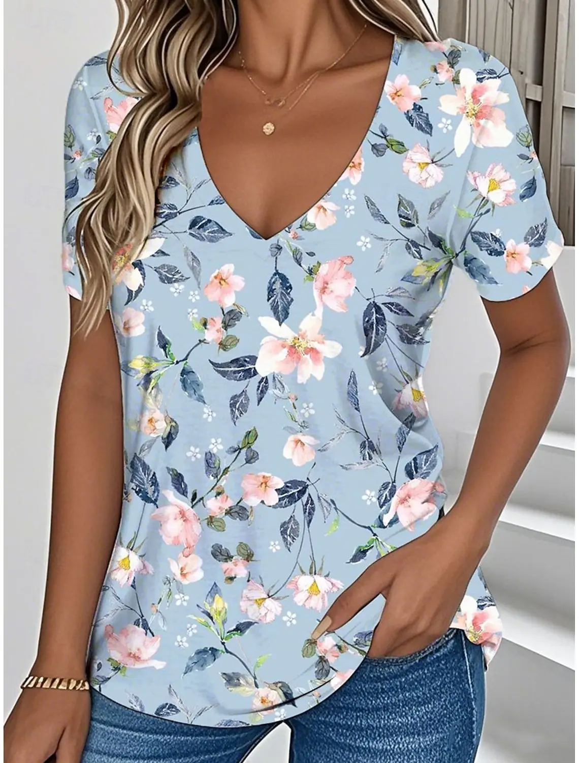 2025 Women's T Shirt Floral Graphic Vintage Stylish Classic Short Sleeve V Neck Regular Tops Daily Print Korean Popular Clothes
2025 Women's T Shirt Floral Graphic Vintage Stylish Classic Short Sleeve V Neck Regular Tops Daily Print Korean Popular Clothes