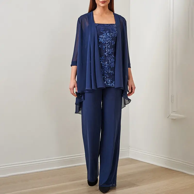 CloverBridal 2023 Navy 3 Pieces Outfit Sets for Wedding Mother Of The Bride Dresses 3/4 Sleeves Chiffon Lace Women Pants WM9980
CloverBridal 2023 Navy 3 Pieces Outfit Sets for Wedding Mother Of The Bride Dresses 3/4 Sleeves Chiffon Lace Women Pants WM9980