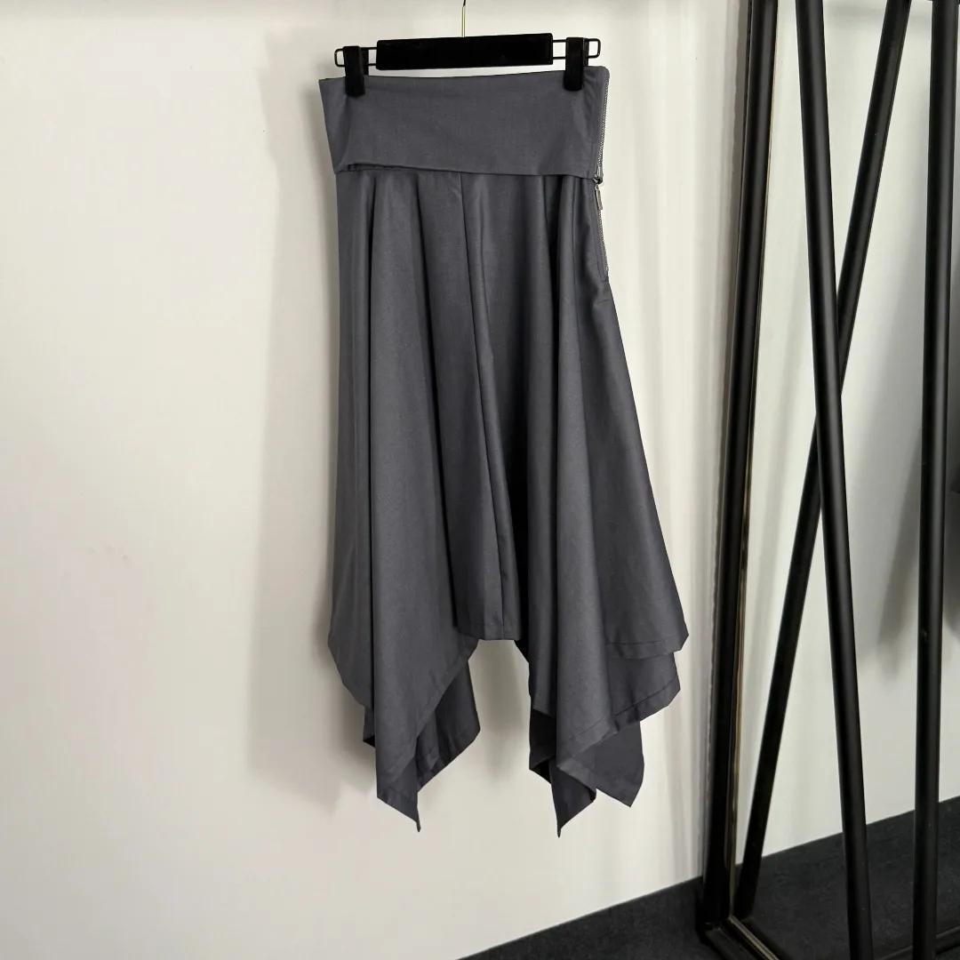 25 New irregular hem unique fashionable Grey skirt 
25 New irregular hem unique fashionable Grey skirt