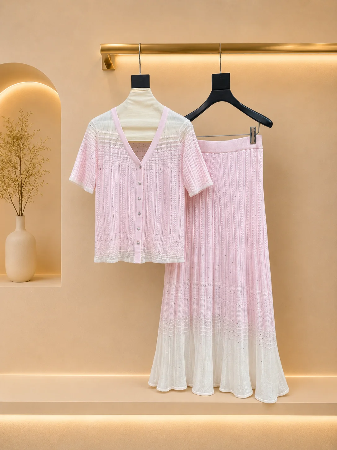 2026 Women Two Piece Skirt Set Fine Cable Textured Knit Subtle Shimmer Detail Elastic High Waist Flowy Midi Co Ord Set
2026 Women Two Piece Skirt Set Fine Cable Textured Knit Subtle Shimmer Detail Elastic High Waist Flowy Midi Co Ord Set