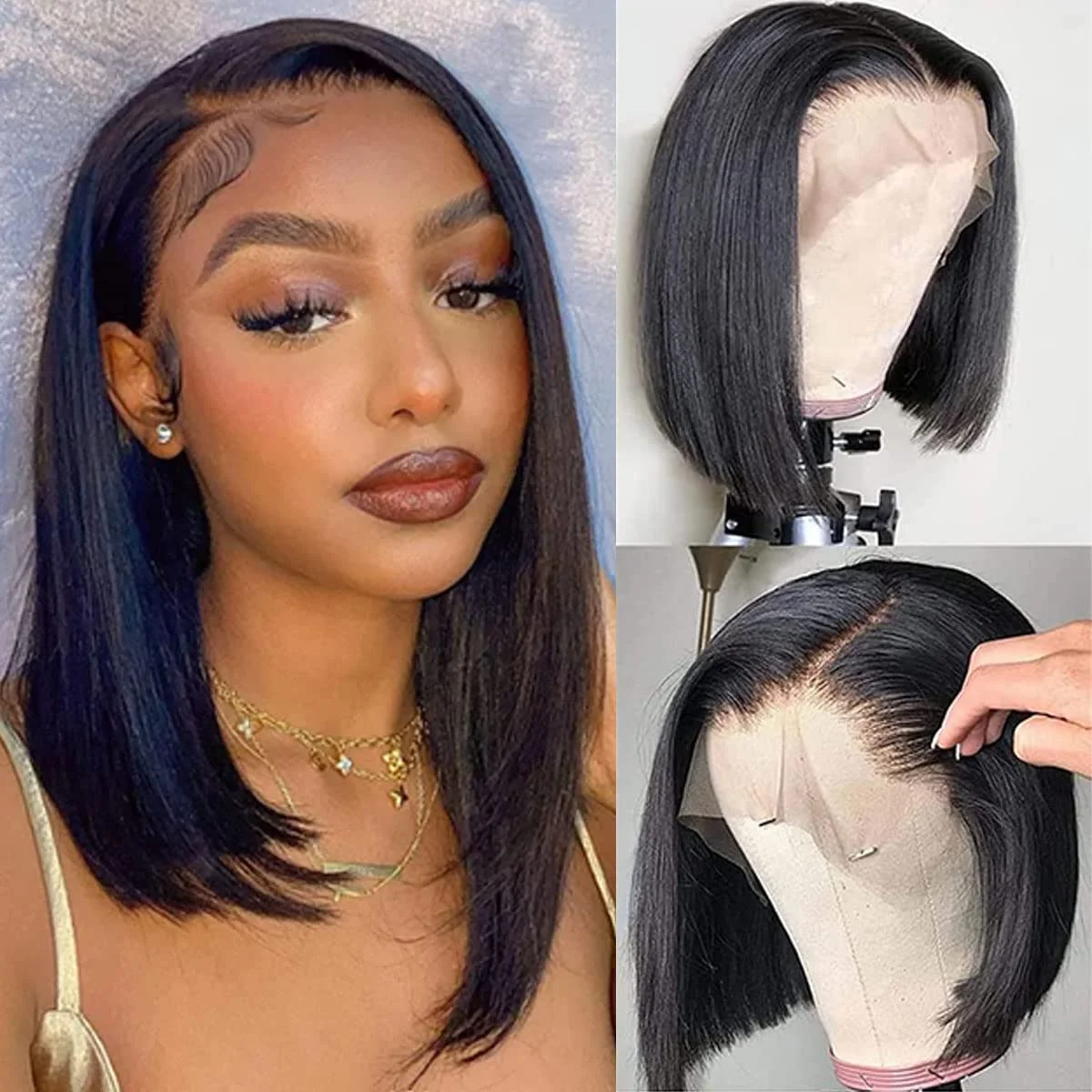 Straight Short Glueless Bob Wig Natural Color 100% Human Hair Wigs Transprent 13x4 Lace Frontal Wigs For Women With Baby Hair
Straight Short Glueless Bob Wig Natural Color 100% Human Hair Wigs Transprent 13x4 Lace Frontal Wigs For Women With Baby Hair