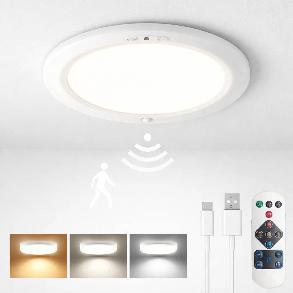 Rechargeable Motion Sensor Ceiling Light, Wireless Magnetic LED Night Light with Remote Control, USB Type-C Fast Charging, Close
Rechargeable Motion Sensor Ceiling Light, Wireless Magnetic LED Night Light with Remote Control, USB Type-C Fast Charging, Close