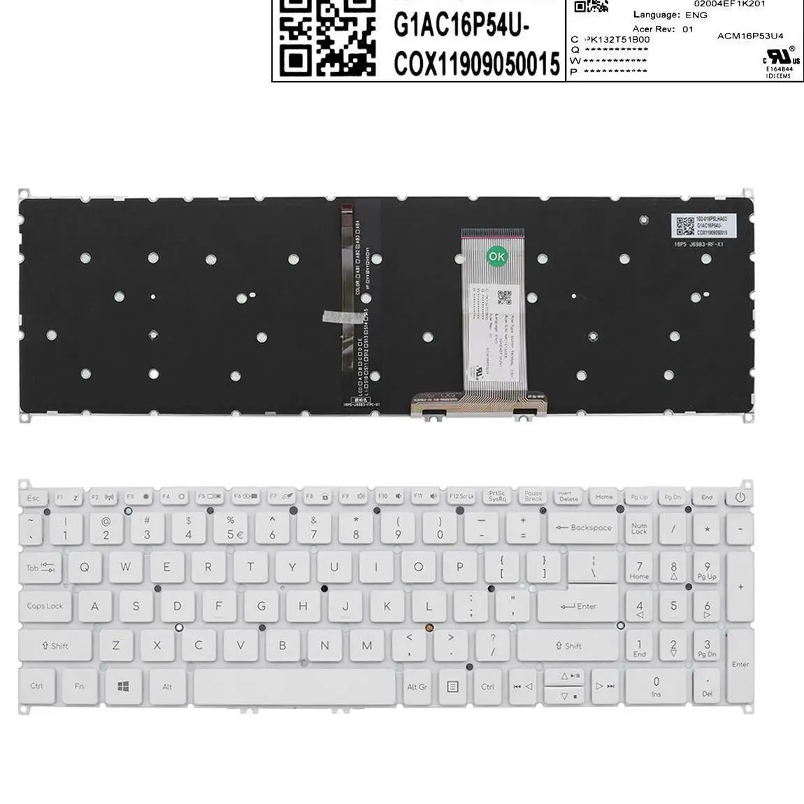 New US Layout Keyboard For ACER SPIN 5 SP515-51 SP515-5 White Backlit Small Enter US NK1513XB
New US Layout Keyboard For ACER SPIN 5 SP515-51 SP515-5 White Backlit Small Enter US NK1513XB