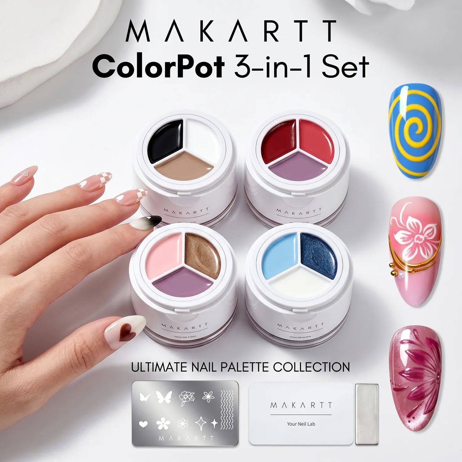 Makartt ColorPot 5-in-1 Nail Art Gel 3 Colors No Wipe Gel Polish with Stamp for Stamping Ombre French Tips Painting Sculpting
Makartt ColorPot 5-in-1 Nail Art Gel 3 Colors No Wipe Gel Polish with Stamp for Stamping Ombre French Tips Painting Sculpting
