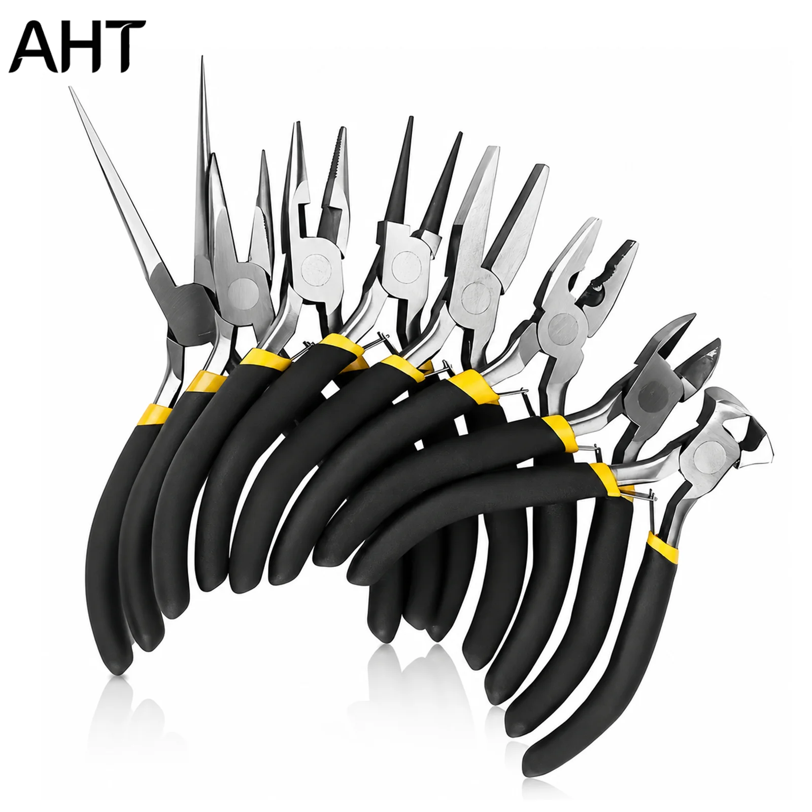 AHT 8PCS Jewelry Pliers Set Professional Carbon Steel Round Long Needle Nose Wire Cutter For DIY Jewelry Making Repair Hand Tool
AHT 8PCS Jewelry Pliers Set Professional Carbon Steel Round Long Needle Nose Wire Cutter For DIY Jewelry Making Repair Hand Tool